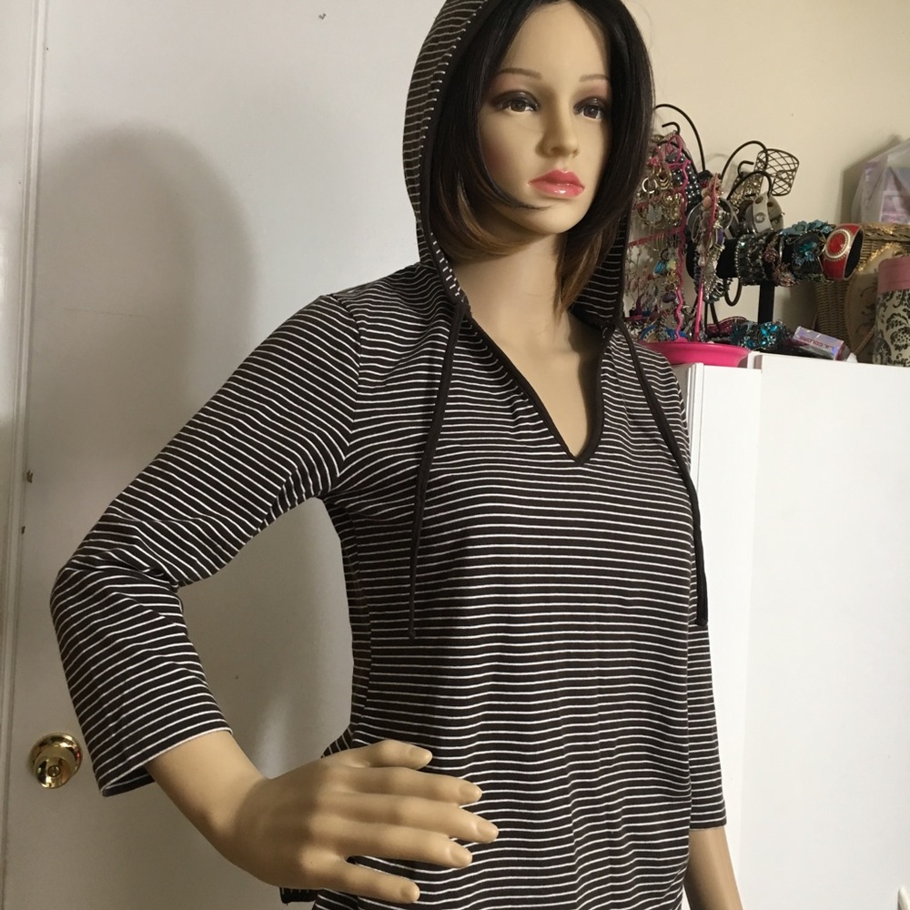 Loft Striped Hoodie Top
